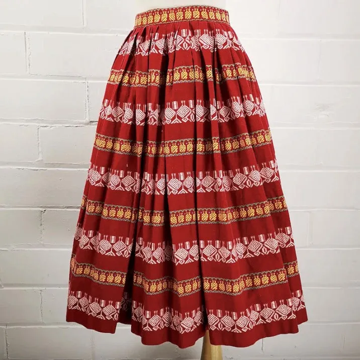 1950s Novelty Red and Yellow Patio Skirt, XS