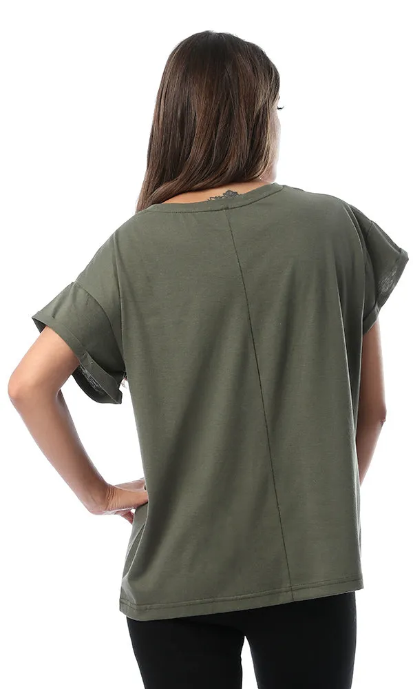 54134 Kefak Enta Printed Dark Khaki Tee