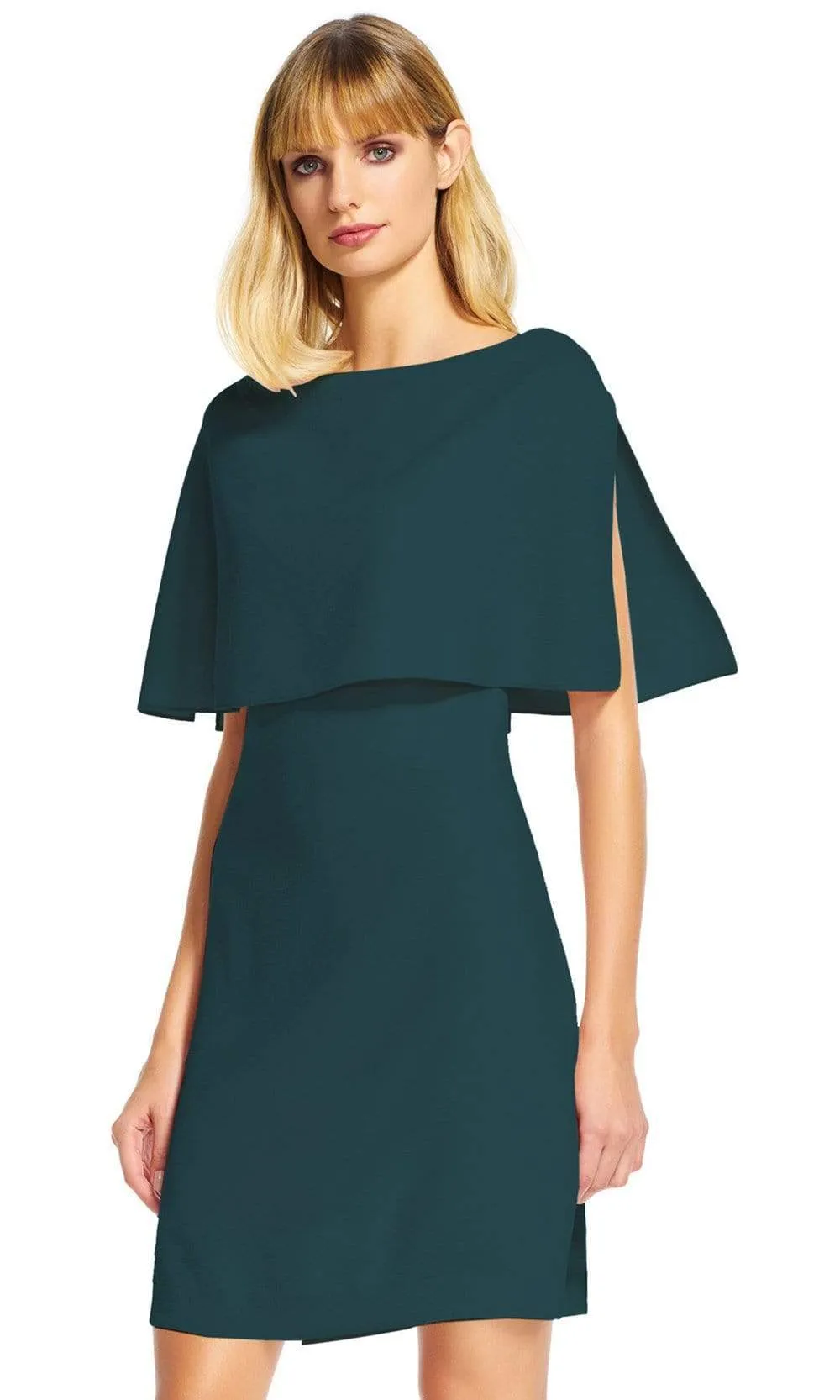 Adrianna Papell - AP1D100716 Popover Cape Crepe Shift Dress