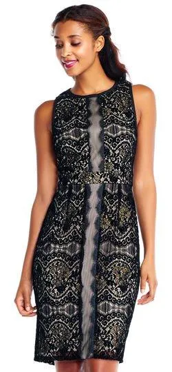 Adrianna Papell - AP1D101560 Sleeveless Velvet Lace Sheath Dress