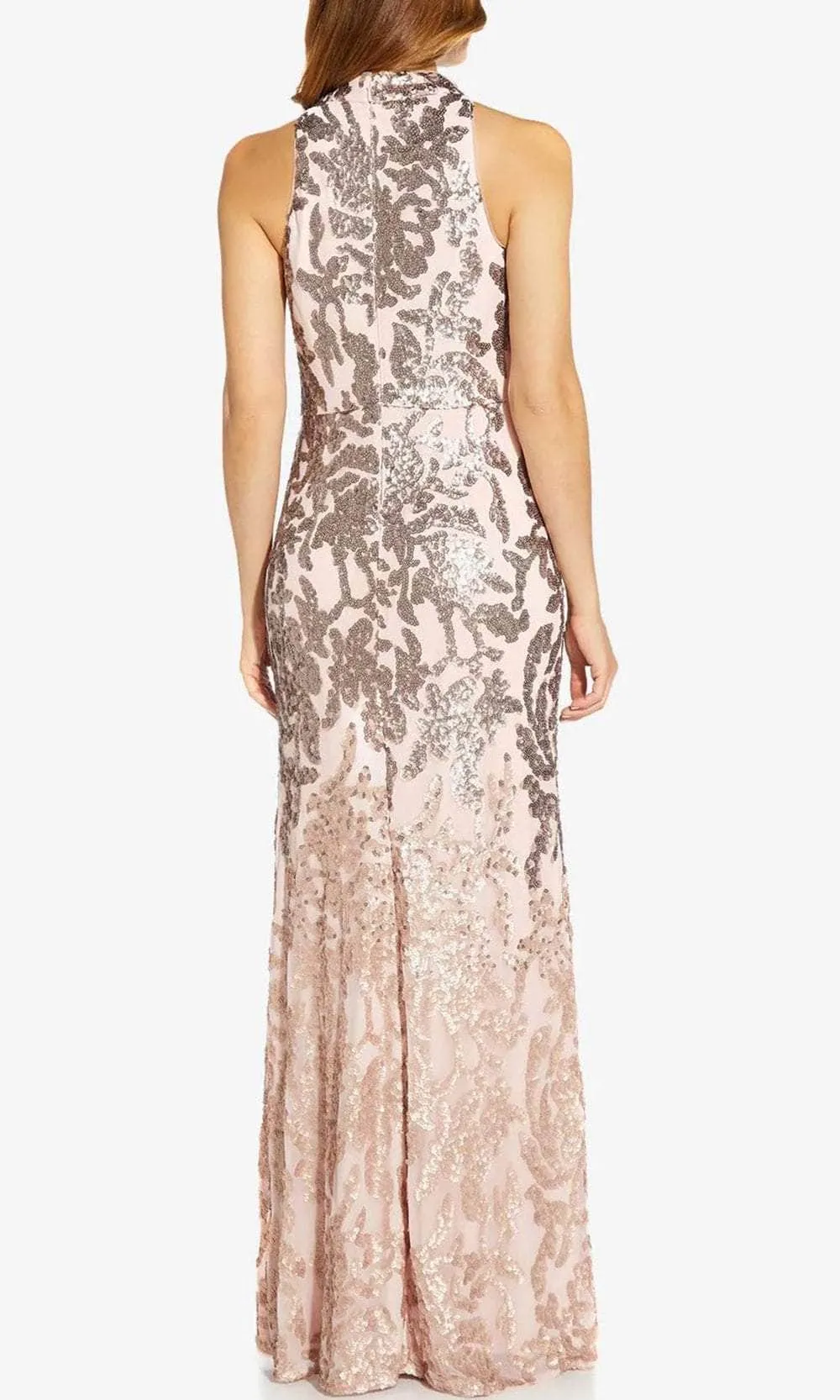 Adrianna Papell AP1E209366 - Ombre Sequin Halter Evening Gown