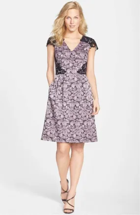 Adrianna Papell - Lace Cap Sleeve Dress  15238790