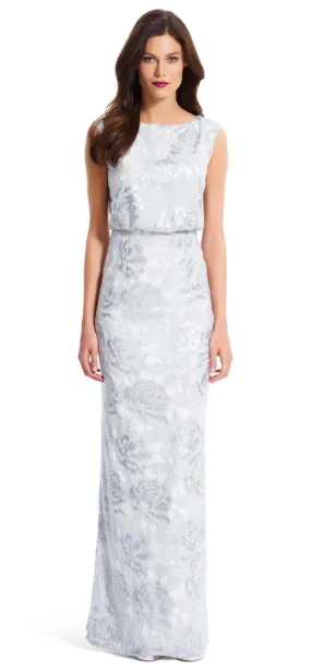 Adrianna Papell - Sequined Bateau Neck Dress 81917490