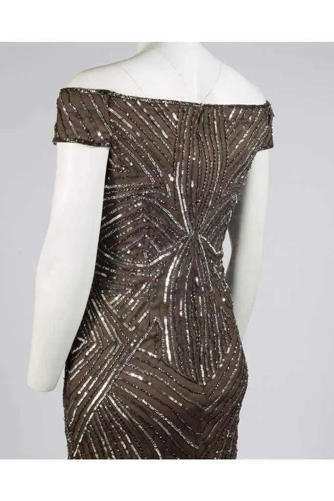 Adrianna Papell - Sequined Off-Shoulder Sheath Dress AP1E201100