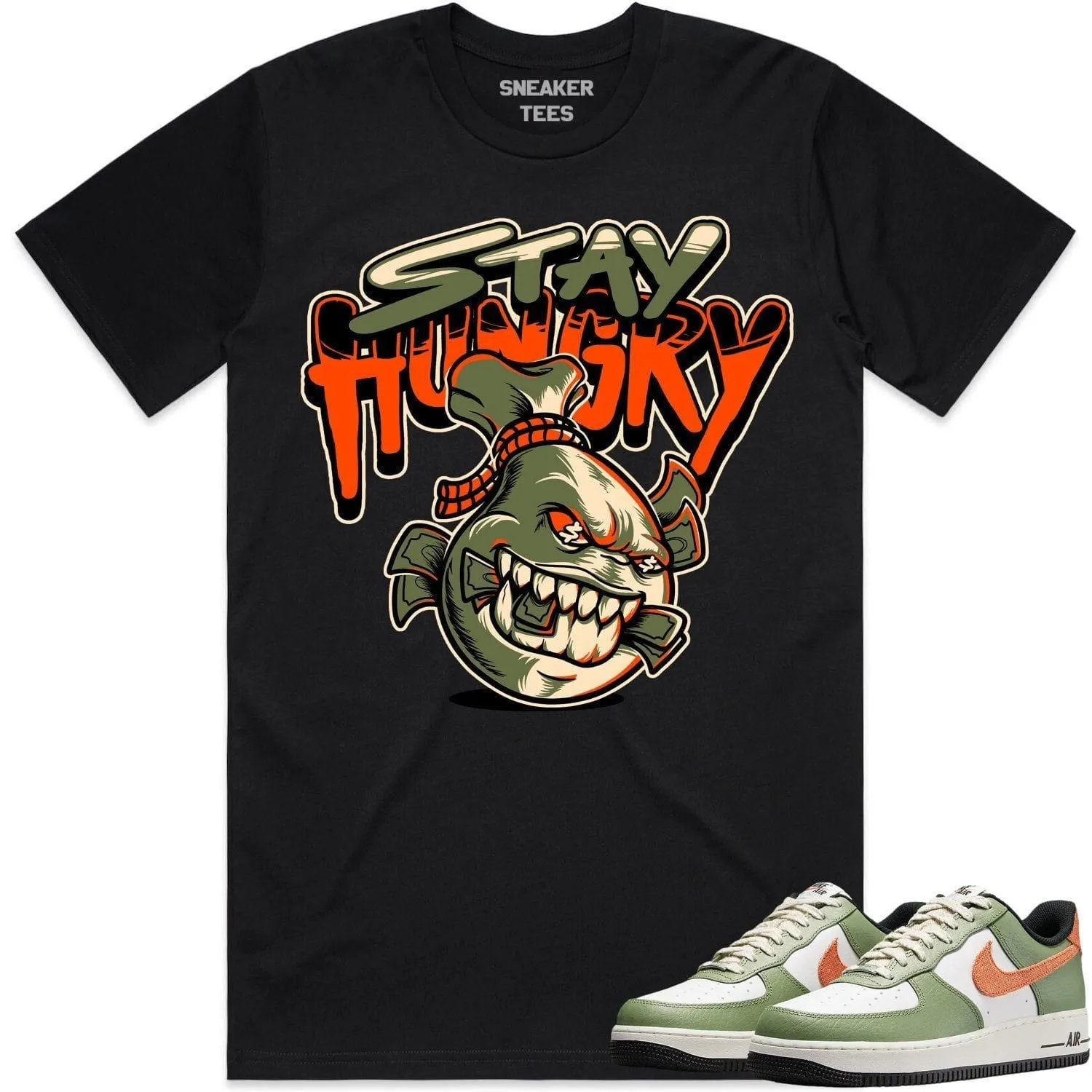 Air Force 1 Oil Green Shirt to Match - CELADON STAY HUNGRY