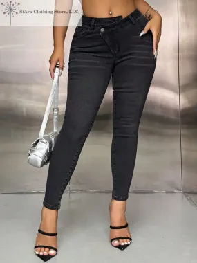 Black Jeans Asymetric Waist