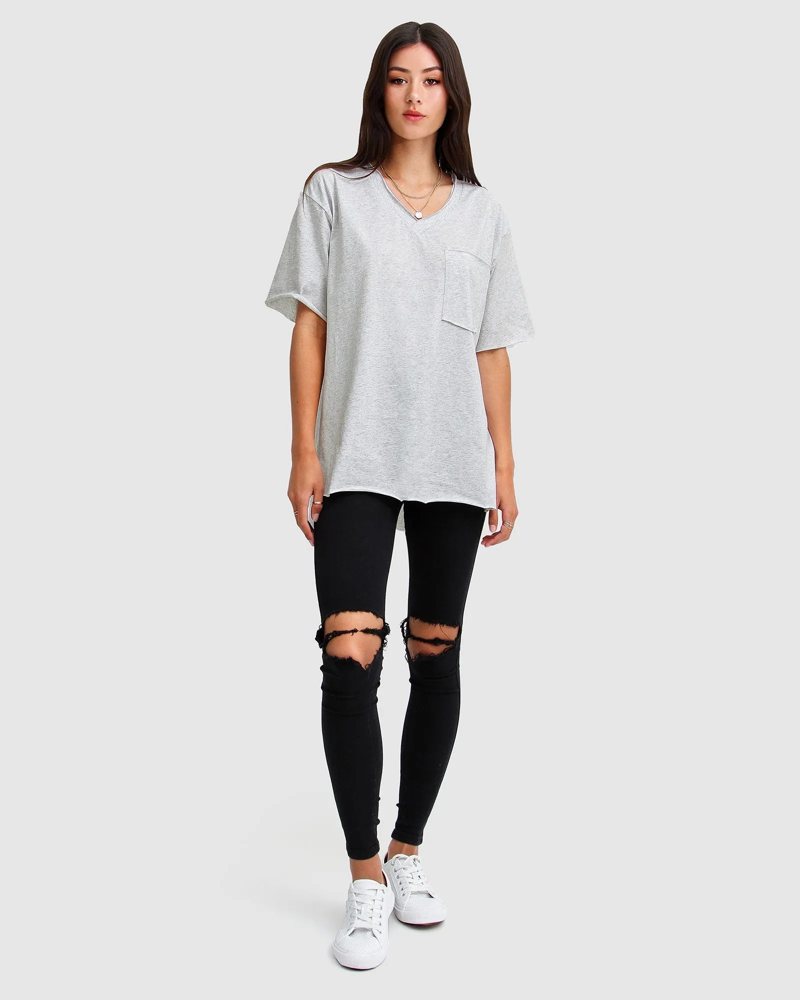 Brave Soul Oversized T-Shirt - Grey