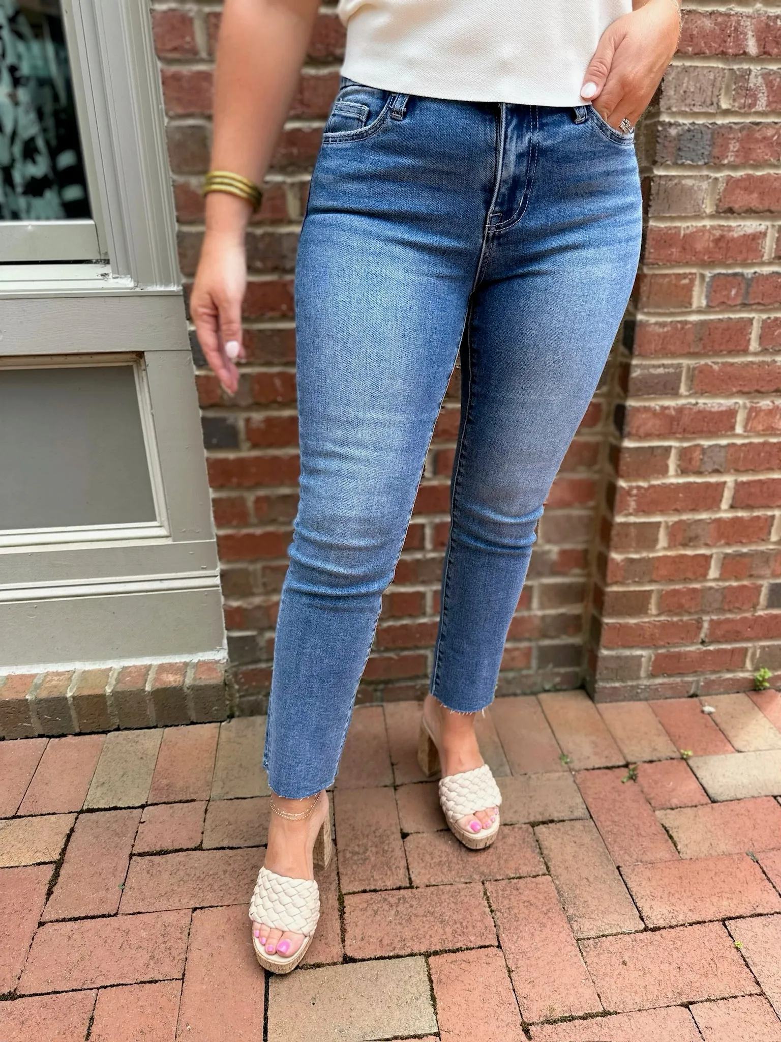 Carlene Mid Rise Crop Slim Straight Jeans