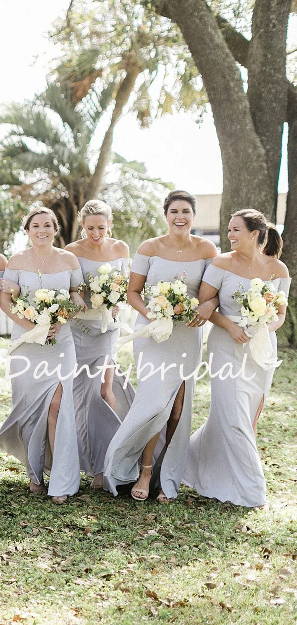 Charming Straight Sleeveless Mermaid Side Slit Long Bridesmaid Dresses.DB10751