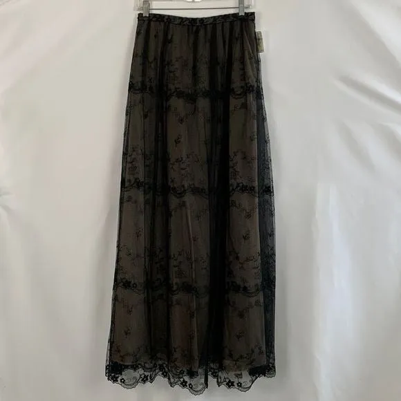 Chetta BNWT Long Black Lace Maxi Skirt