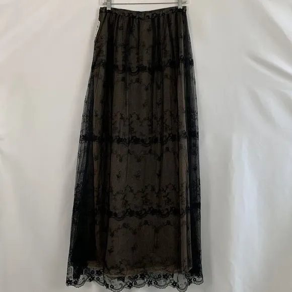 Chetta BNWT Long Black Lace Maxi Skirt