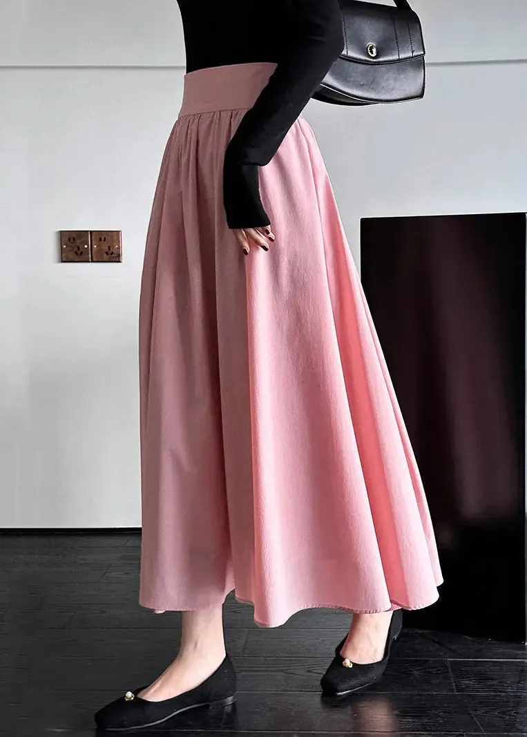 Chic Pink Zippered High Waist Cotton Skirts Spring CG1047