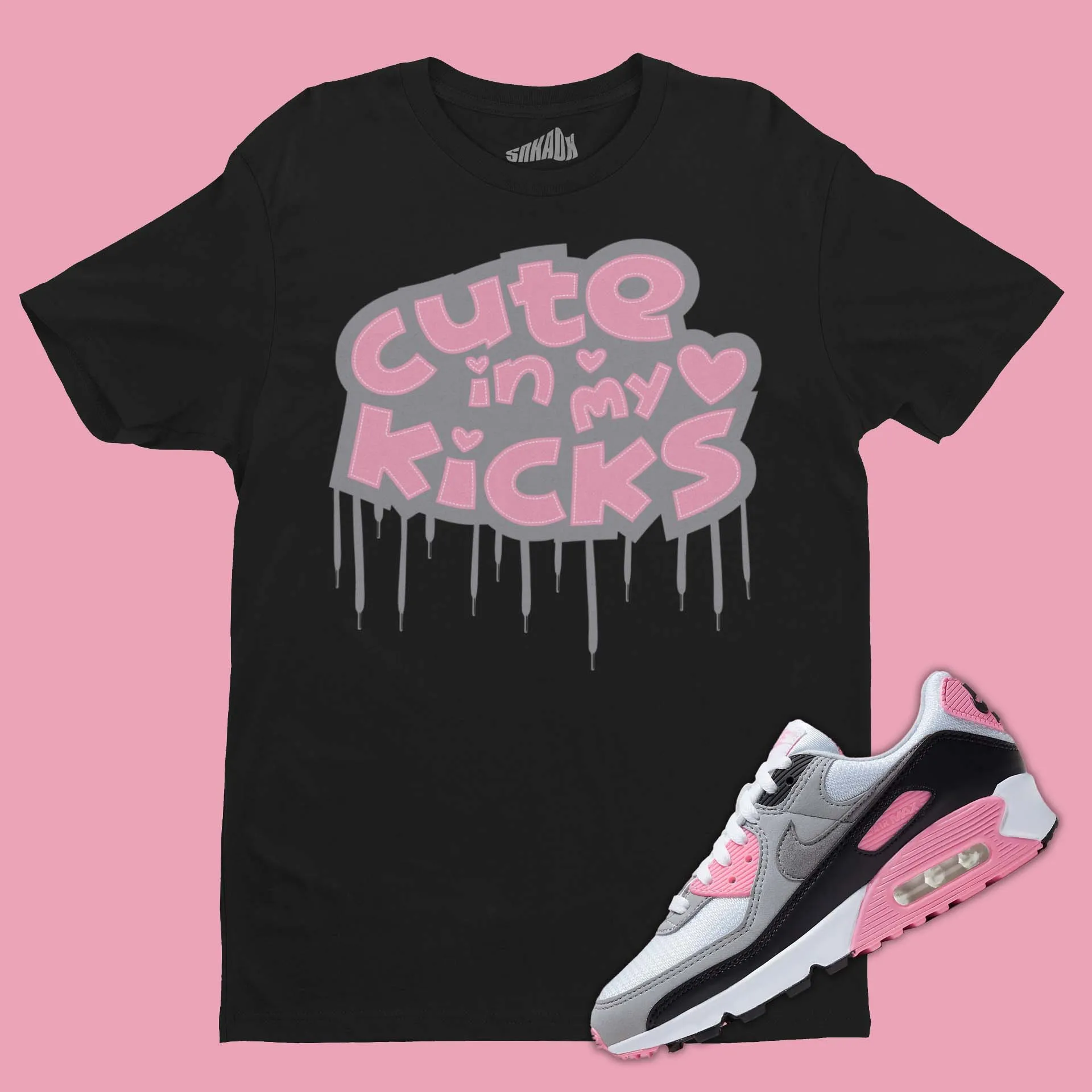 Cute In My Kicks Shoelace T-Shirt Matching Air Max 90 Rose Pink