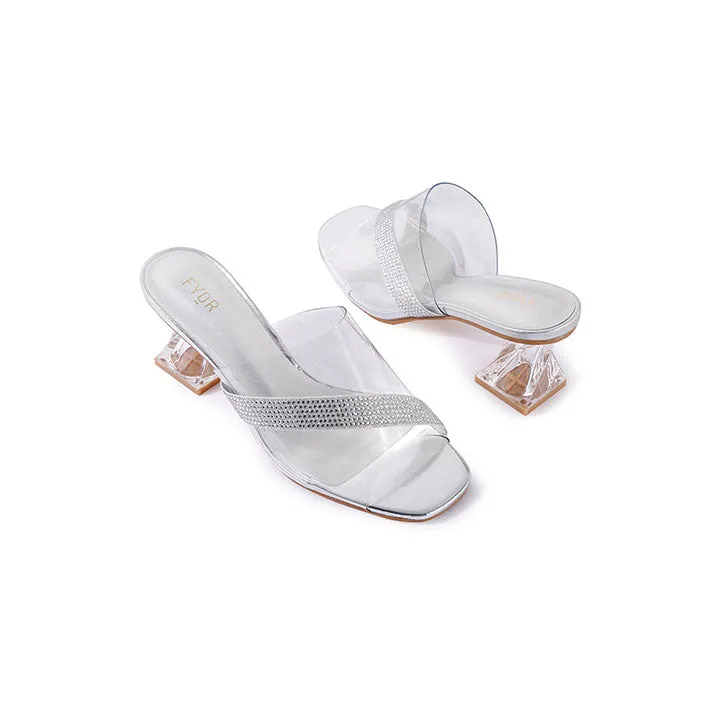 Diamante Clear Box Heel Sandal BB 02