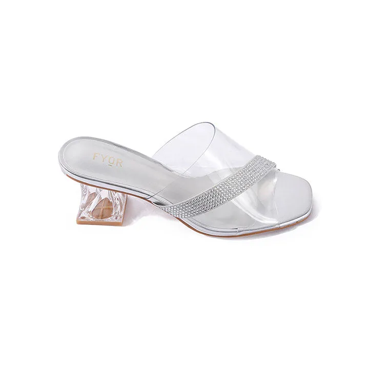 Diamante Clear Box Heel Sandal BB 02