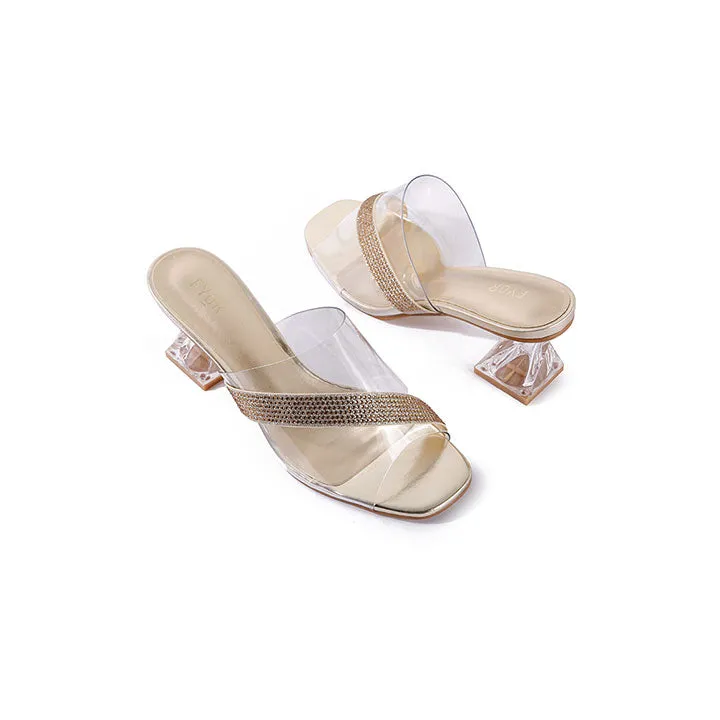 Diamante Clear Box Heel Sandal BB 02