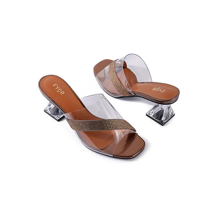 Diamante Clear Box Heel Sandal BB 02