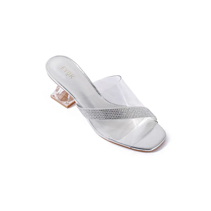 Diamante Clear Box Heel Sandal BB 02