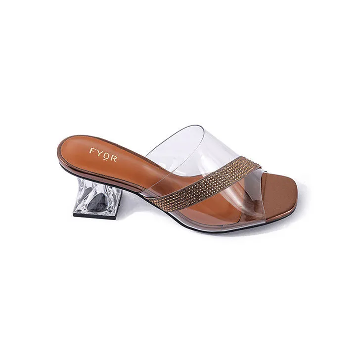 Diamante Clear Box Heel Sandal BB 02