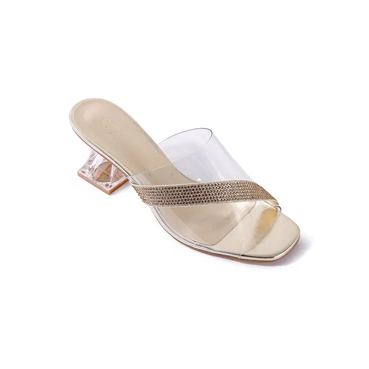 Diamante Clear Box Heel Sandal BB 02