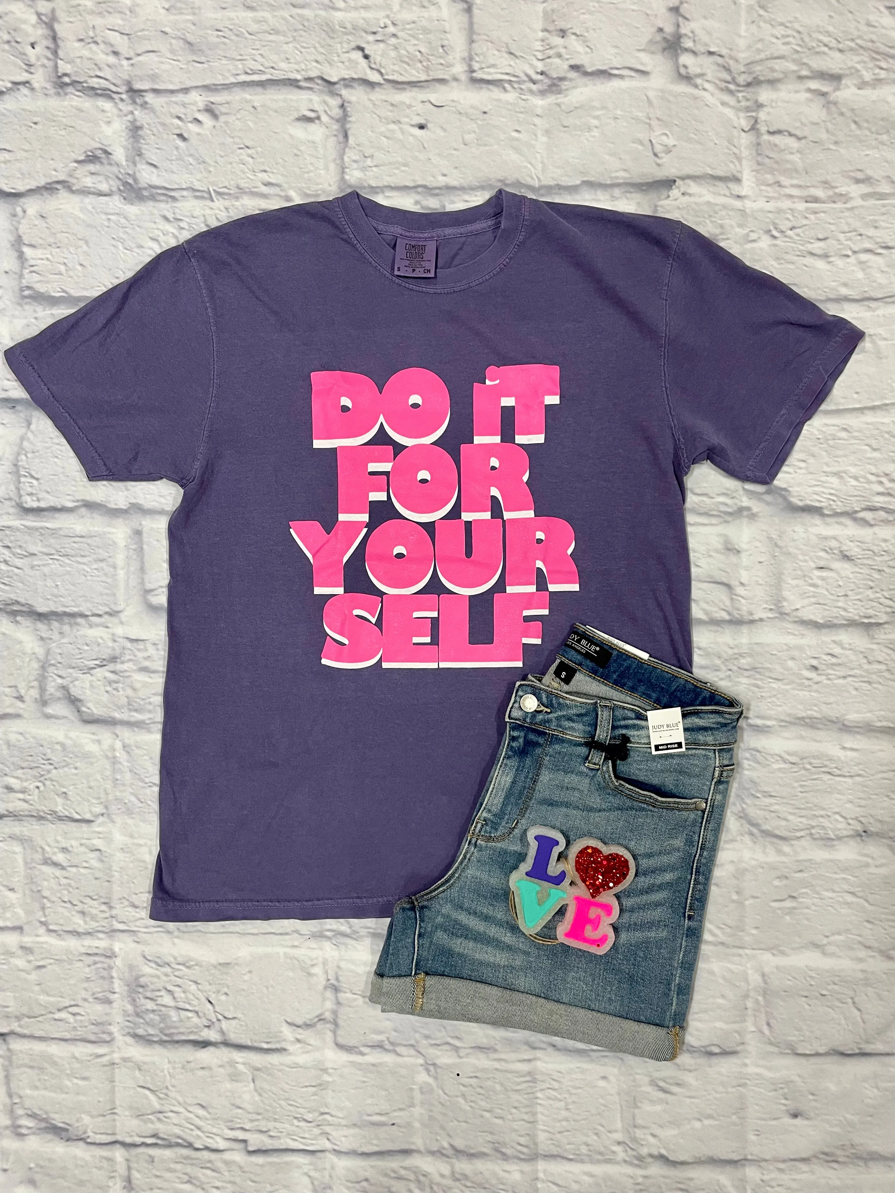 {DO IT FOR YOURSELF} Pink   Grape Crew Neck Tee