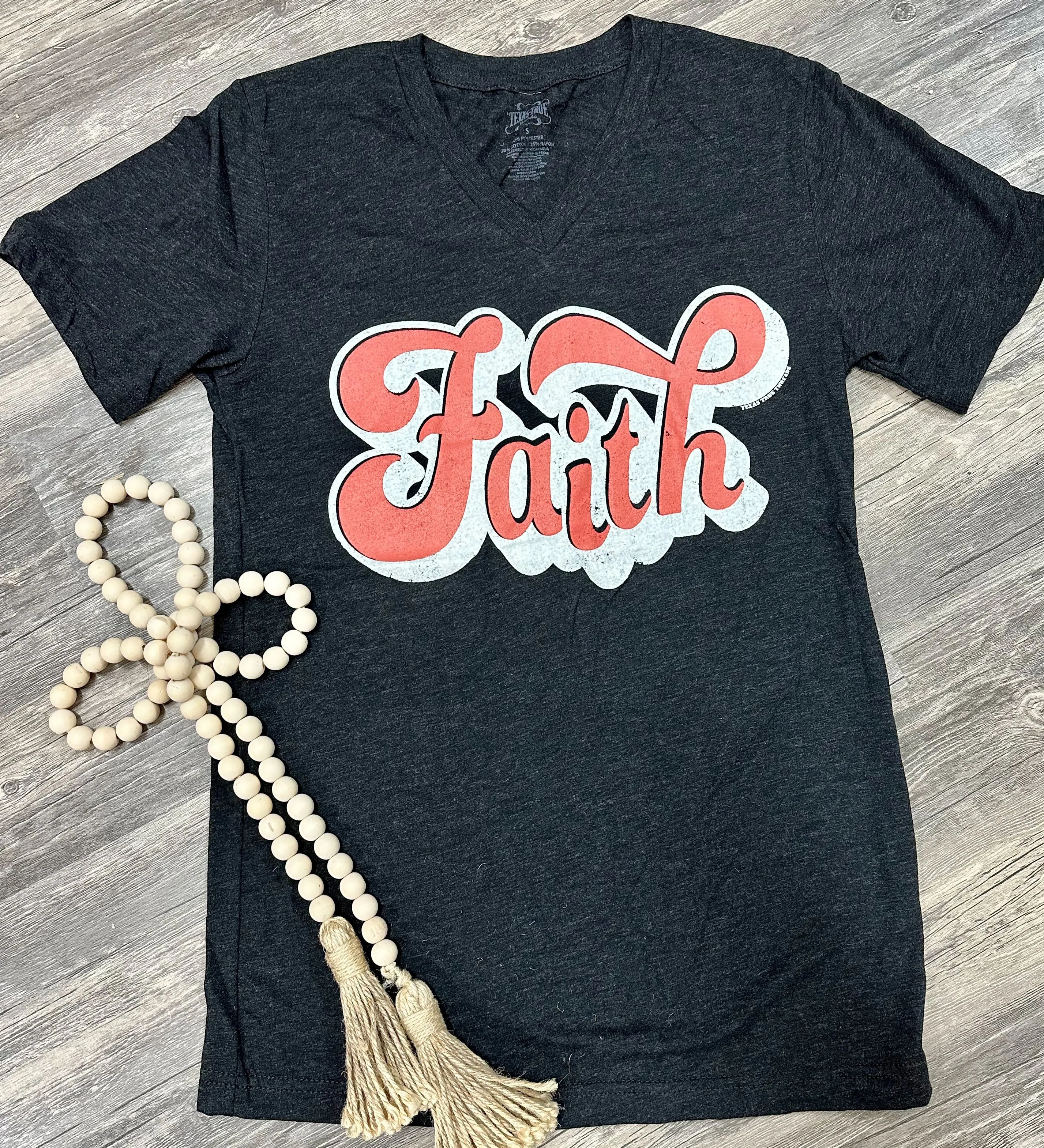 {GOTTA HAVE FAITH} Coral Ink Char-Black Crew Neck Tee