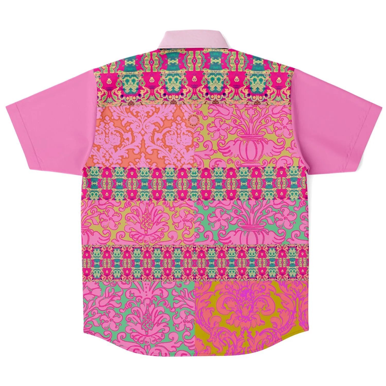 Gypsy Beat Indian Floral Short Sleeve Button Down Shirt