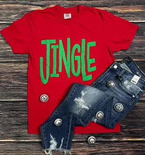 {JINGLE PUFF} Green Puff Ink Red Crew Neck Tee