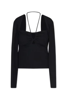 Jonathan Simkhai Merritt Rib Cutout Top - Black