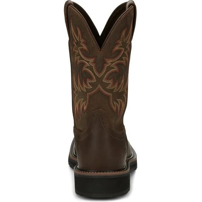 Justin Men's Driller 11" Square Toe Western Work Boot -Brown- SE4681