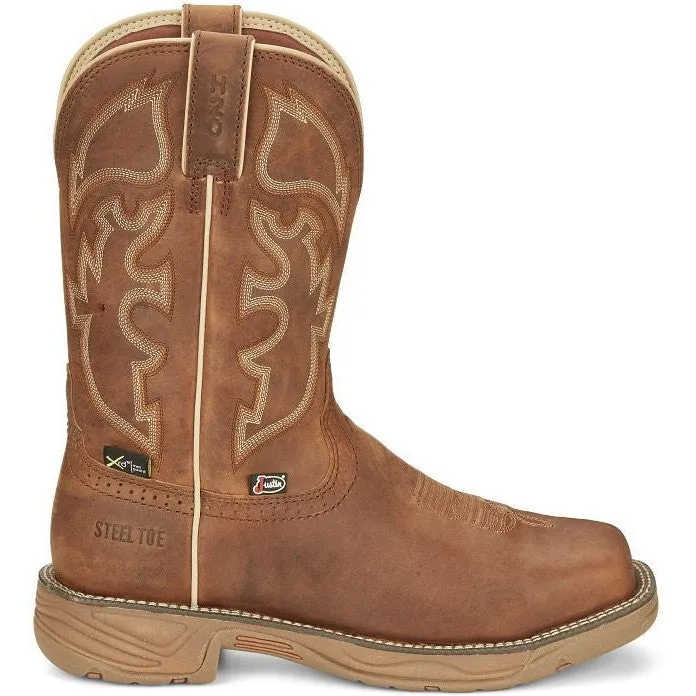 Justin Men's Rush 11 Steel Toe WP Western Work Boot -Tan- SE4340