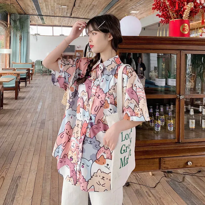 Kawaii Neko Button Up Blouse