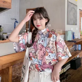 Kawaii Neko Button Up Blouse