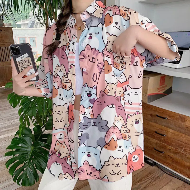 Kawaii Neko Button Up Blouse