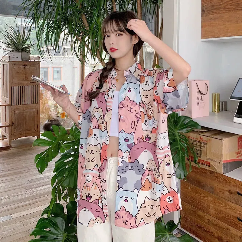 Kawaii Neko Button Up Blouse