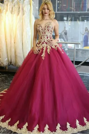 Long Quinceanera Dresses Wedding Dresses Tulle Prom Dresses with Appliques