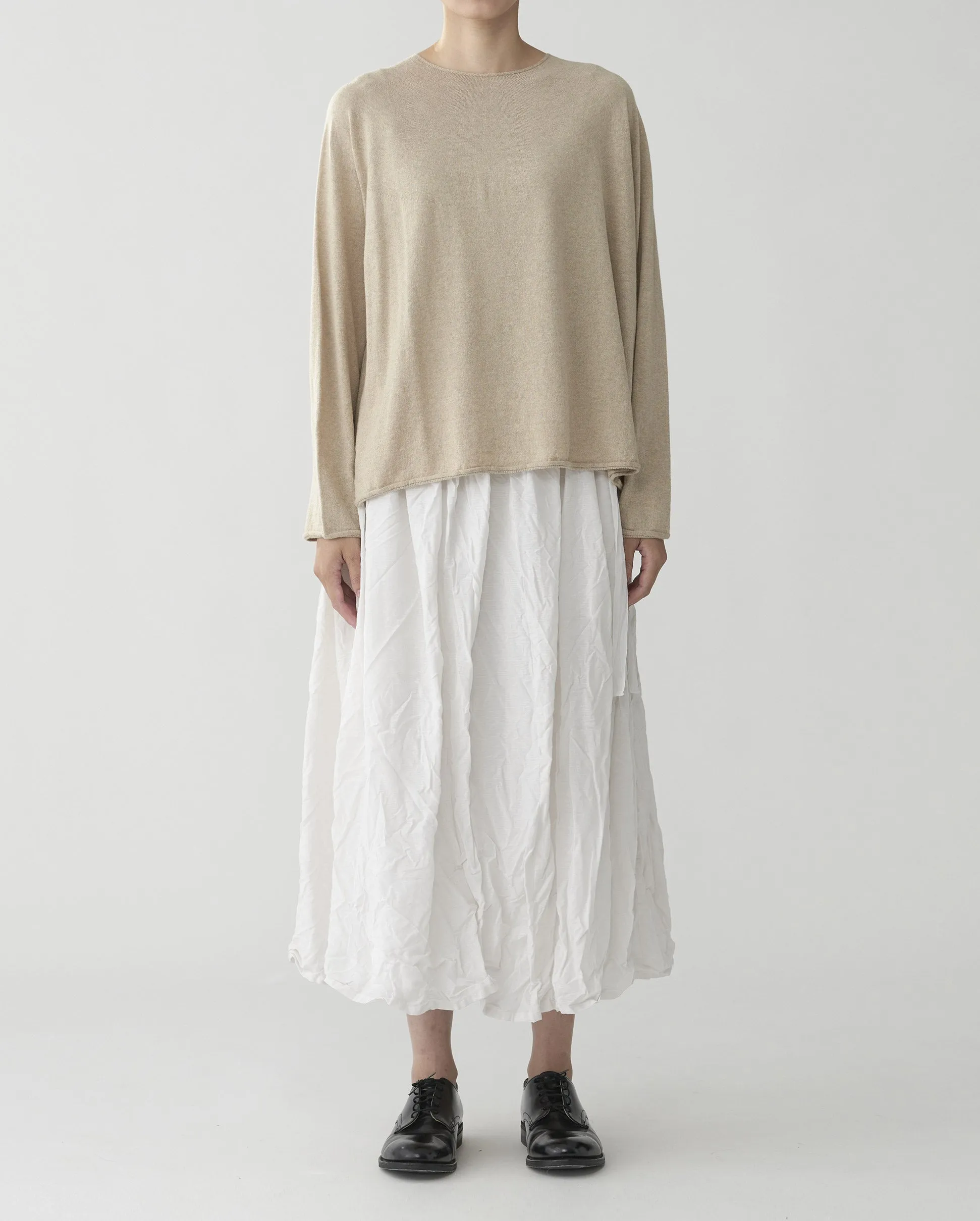 LONG TUCKED SKIRT / IVORY