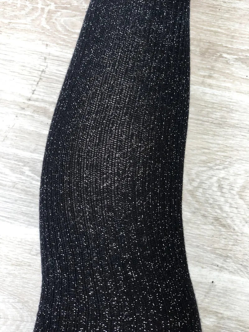 Lunalae Thigh High Socks - Black Sparkle