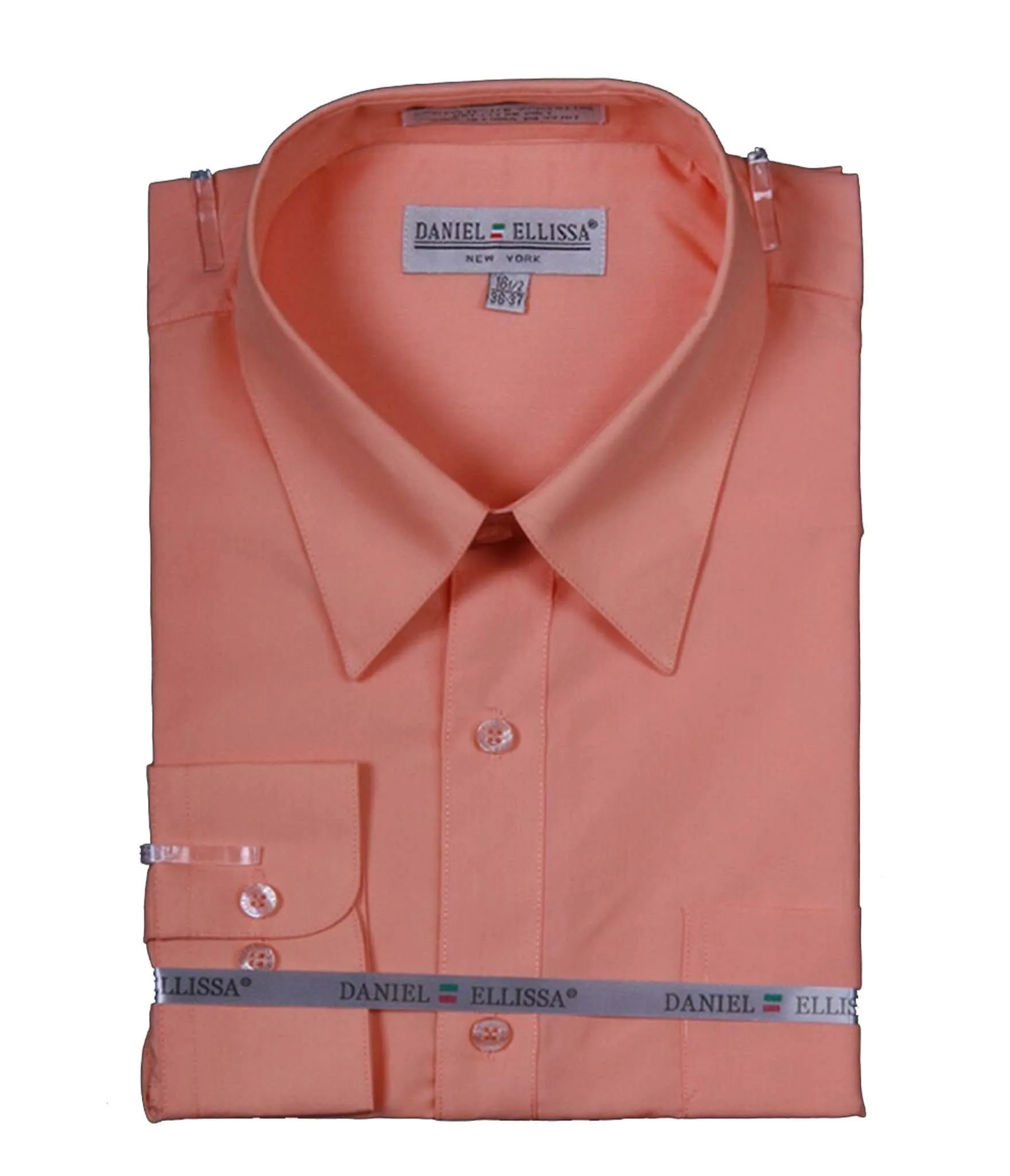 Men's Basic Dress Shirt  with Convertible Cuff -Color Peach