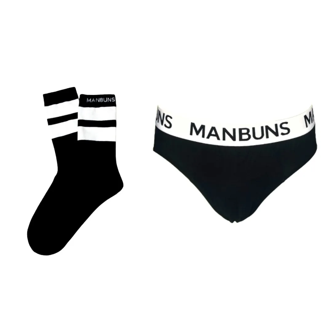 Men's Classic Black Brief Underwear and Sock Set