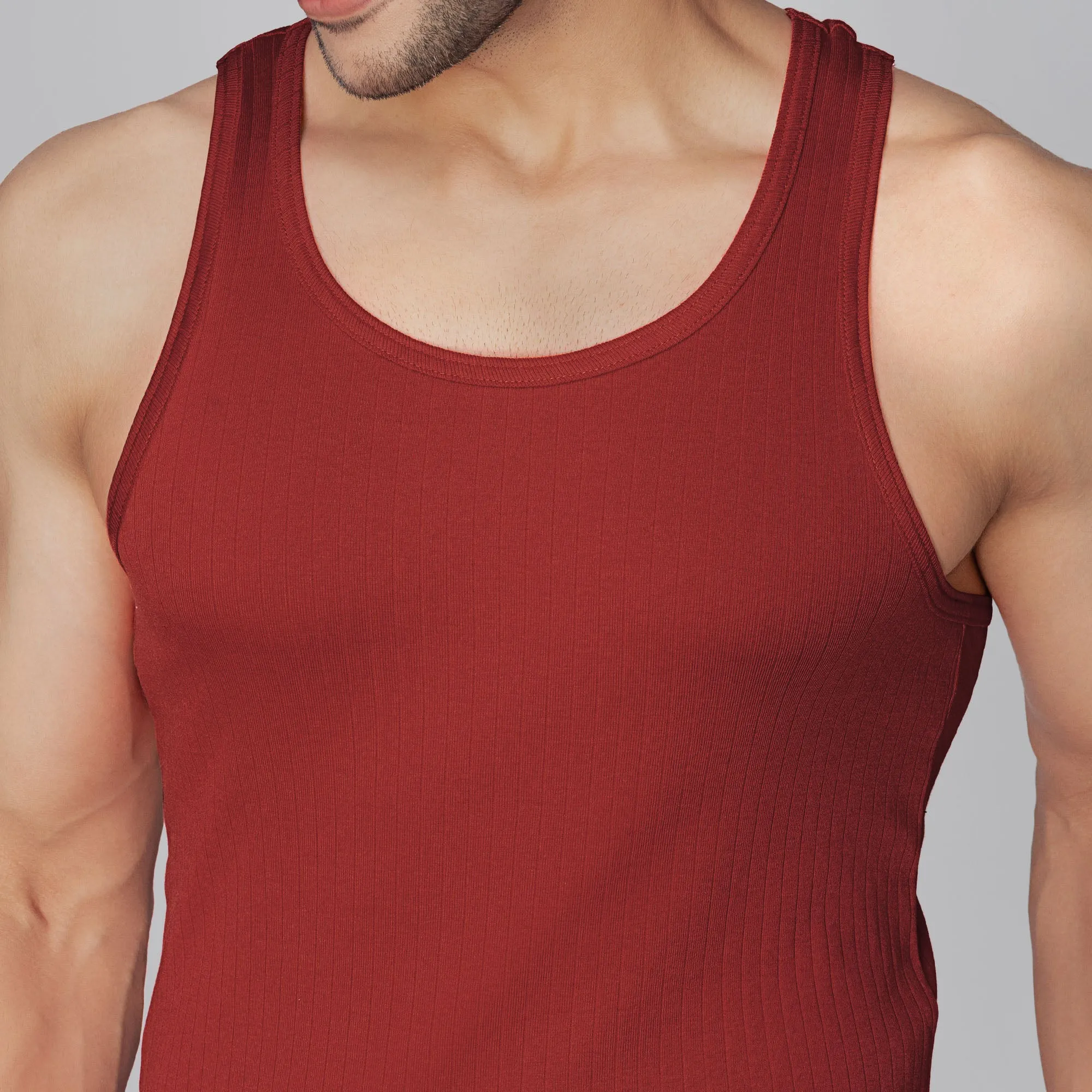 Nova Round Neck Racer Back Vest Rio Red