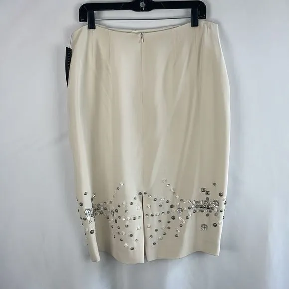 NWT Lafayette148 Cream w Beads Silk Skirt