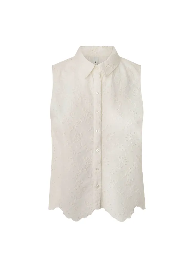 PepeJeans Eris perforated sleeveless women's shirt PL304553 800 white 