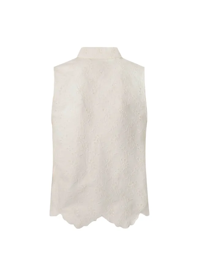 PepeJeans Eris perforated sleeveless women's shirt PL304553 800 white 