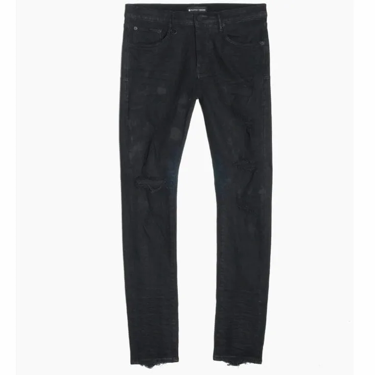 Purple Brand Low Rise Skinny Jean (Black Oil Spill) P001-BOP