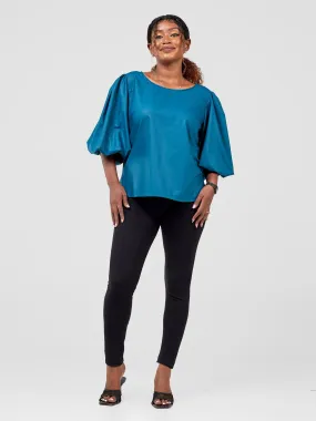 Safari Nimali Bubble Sleeve Top - Teal