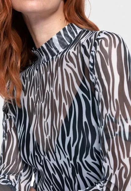 Sheer Blouse - Zebra - Animal Print - by ONA SAEZ