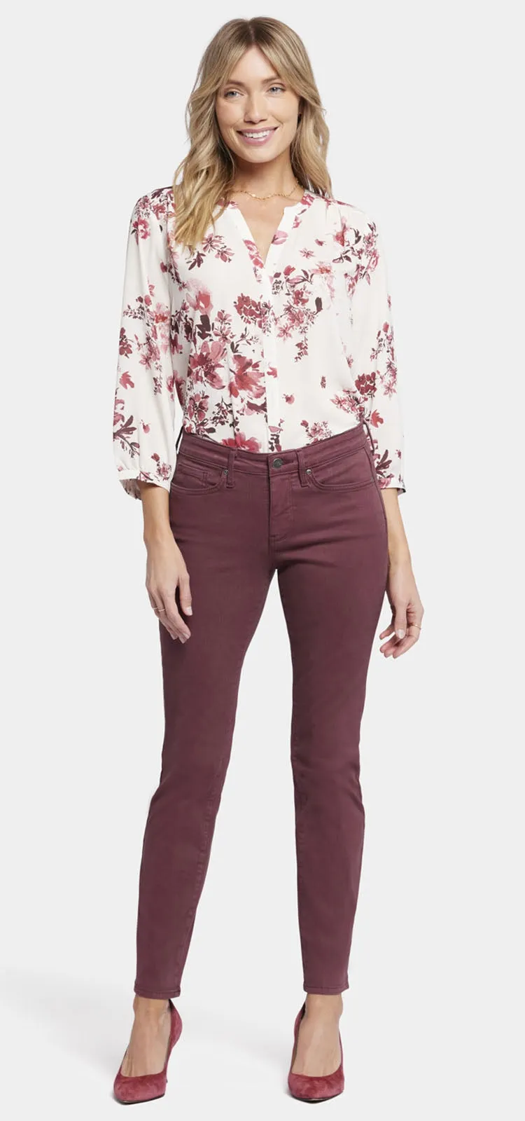 Sheri Slim Jeans Donkerrood Gekleurde Denim | Dark Cherry