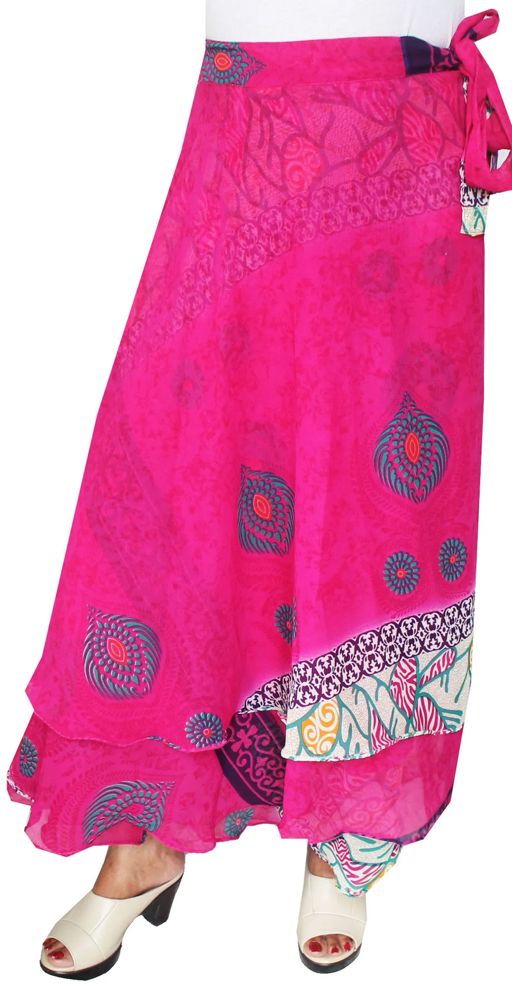 Skirt Womens Magic Beach Wrap Around India Clothes (Magenta)