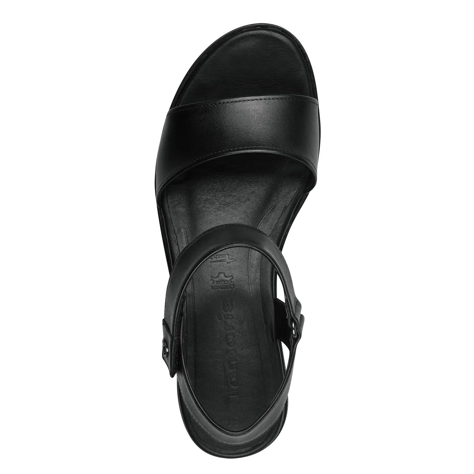 Tamaris Leather Wedge Sandal Black